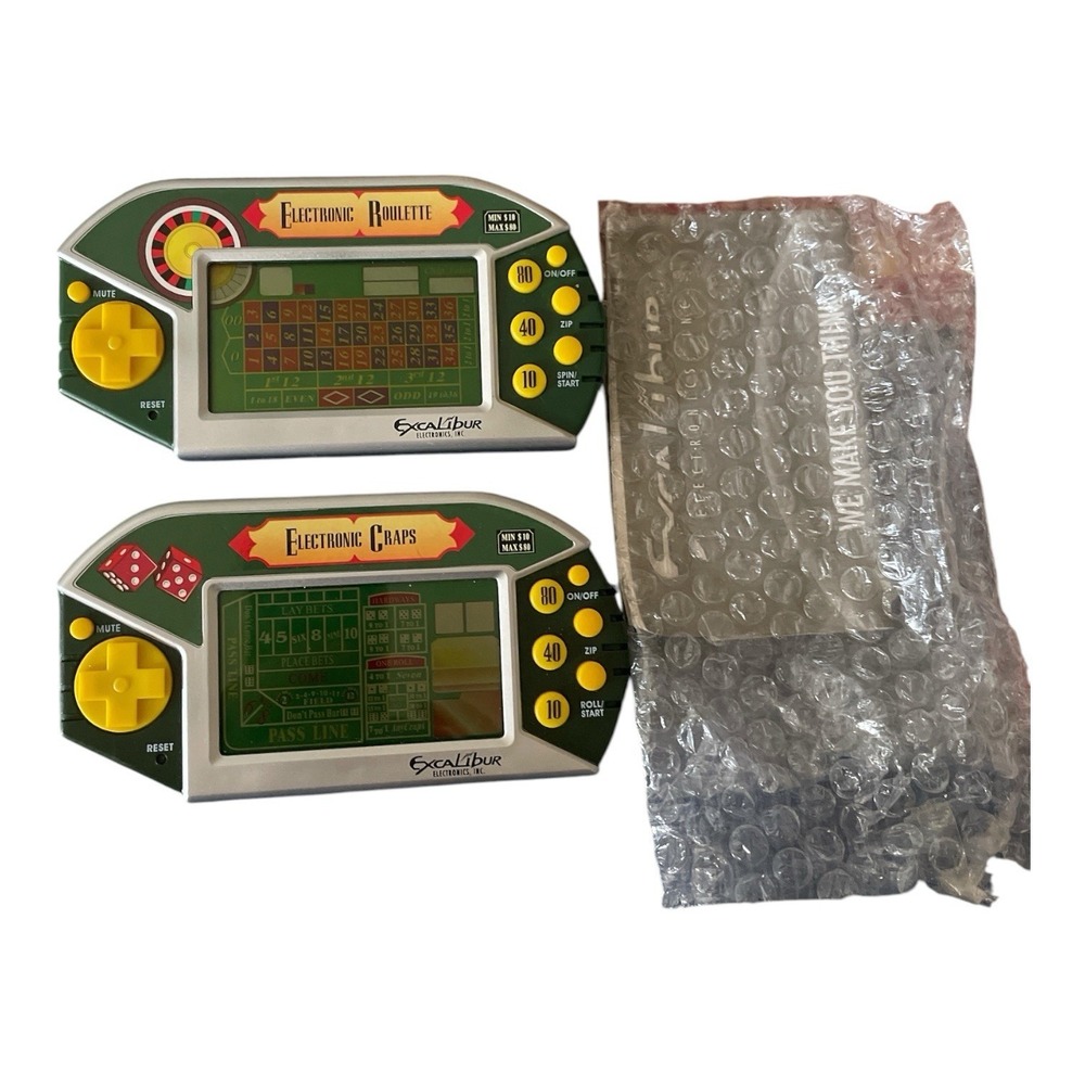Excalibur Electronics Handheld Craps And Roulette Games Brand New Vintage
